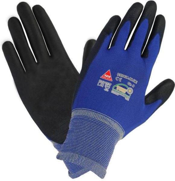 Hase Safety PADUA blue, 5-Fg.-Sicherheitshandschuhe, Nylon/PU, waschbar, Größe: 10, VE: 12 Paar, 508250-10