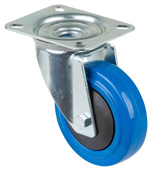 BS-rollen transportrol, wielbreedte 32 mm, wiel-Ø 100 mm, draagvermogen 150 kg, blauwe elastische banden, kogellagers, VE = 4 stuks, L400.B62.101