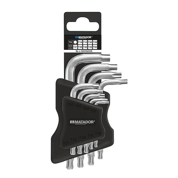 MATADOR set schroevendraaiers, TORX®, kogelkop, in houder, T10 - T50, 0444 9090