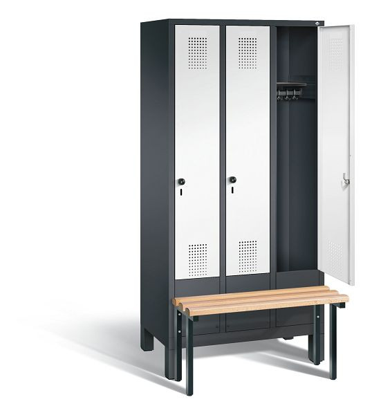 C+P garderobekast Evolo, H1850xB900xD815mm, kleur: zwartgrijs / verkeerswit, 48030-30 S10188