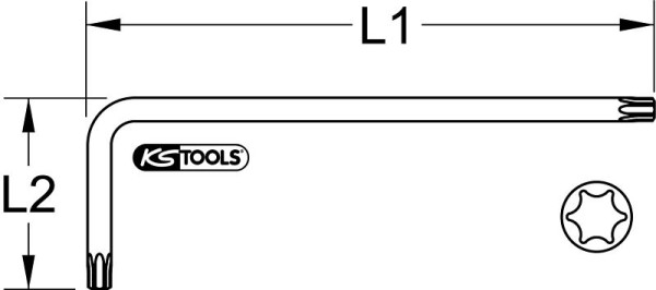 KS Tools Kogelkop Torx L-L Sleutel, XL, T70, Lichtoranje, 151.4282