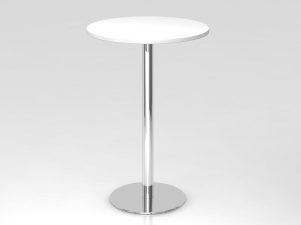 Hammerbacher bartafel 80cm rond wit/chroom, verchroomd frame, VSTH08/W/C