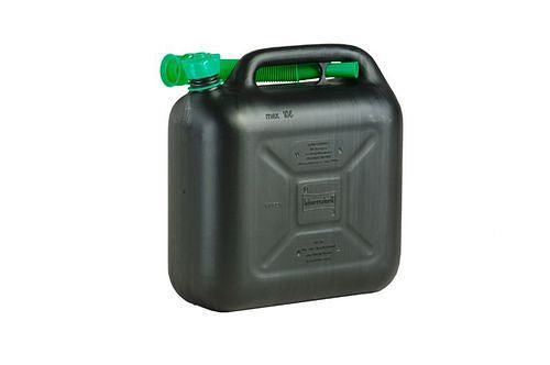 DENIOS brandstofjerrycan CLASSIC, extra stabiele versie, 10 liter, zwart, verpakking van 5, 308365