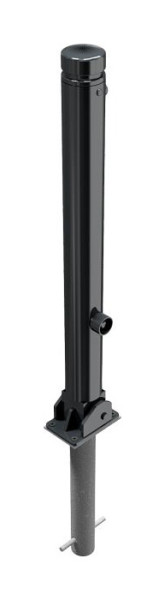 Schake slagboomstijl paal serie 482B Ø 82 mm, opklapbaar, zelfvergrendelend slot voor inbetonzetting, driehoekslot, 482FUHB