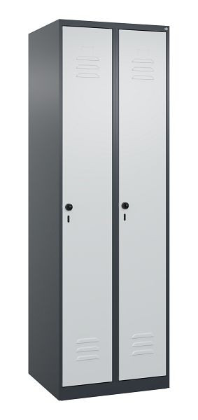 C+P luierkluis Classic PLUS met middenwand, 2 vakken, 1850x600x500mm, 7016/7035, veiligheidsdraaigrendel, 080000-20F S10024