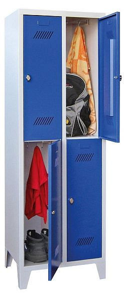 Pavoy Kleider-Schließfachschrank mit Füßen 1850/500/600, 2b x 2h, Drehriegelverschluss, Abteilbreite 300, 60260-223-032-910