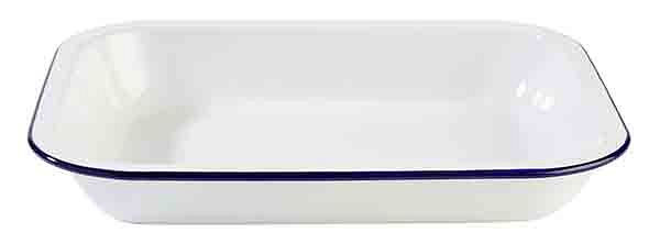 APS schaal -ENAMELWARE-, 28 x 23 cm, hoogte: 4,5 cm, geëmailleerd plaatstaal, binnenkant: wit, buitenkant: wit, 40669