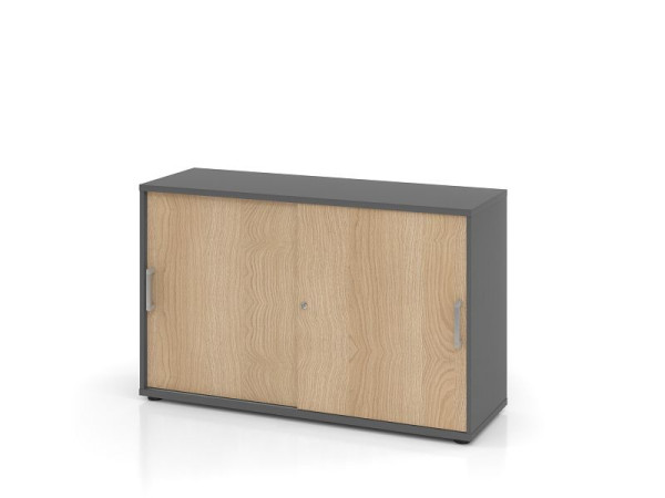 Hammerbacher schuifdeurkast 2OH 120cm CE grafiet/eiken, V1752S/G/E/CE
