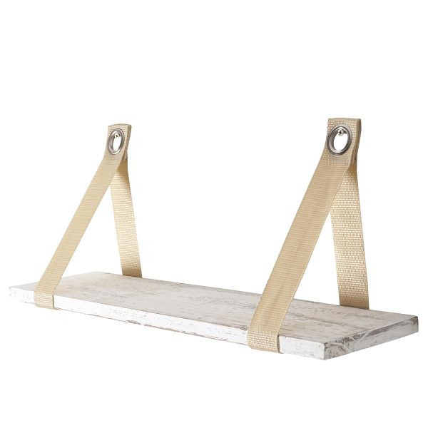 Mendler Var wandplank, hangplank, shabby look, vintage 21x50cm, wit, 44780