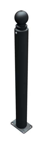 Schake-barrièrestijlpaal serie 485B Ø 82 mm, stationair, voor plugbevestiging met voetplaat 100 x 150 mm, zonder slot, zonder oog, 485PB