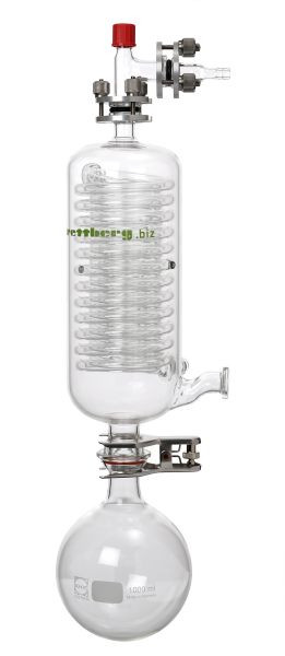 Rettberg reflux condensor, compleet met opvangkolf en aansluiting voor afvoerlucht, koeloppervlak ca. 1200 cm², 107000428