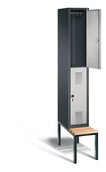 C+P locker dubbellaags Evolo, H2090xB320xD815mm, kleur: zwart-grijs/wit aluminium, 48350-10 S10081