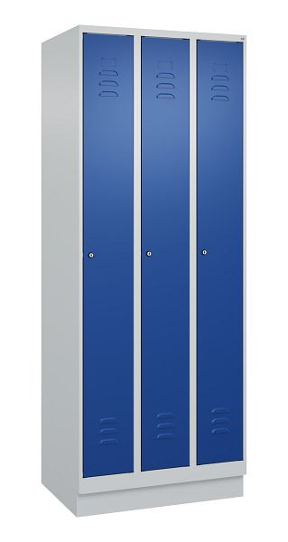 C+P luierkluis Classic PLUS, onderbouw, 3 vakken, 1950x750x500mm, 7035/5010, cilindersloten, 080020-39 S10018