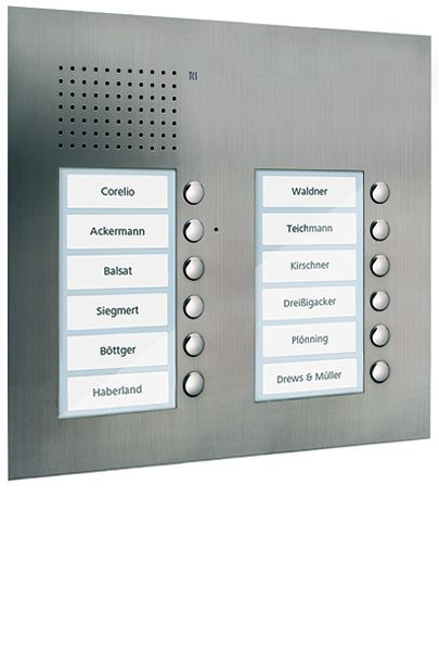 TCS audio buitenstation serie PUK 12 belknoppen (rechts uitgelijnd), 2 kolommen, UP RVS, PUK12/2-ES