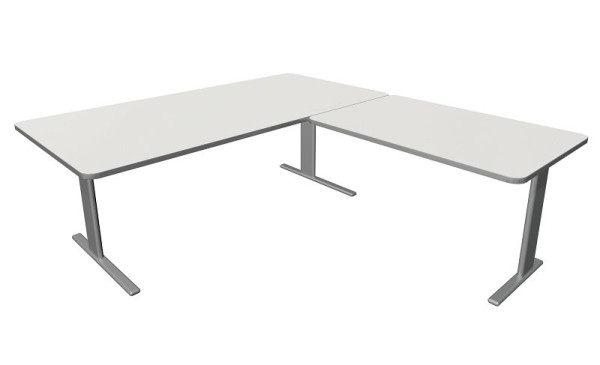 Kerkmann Unic bureau B 2000 x D 1000 x H 750 mm, aanbouwelement 1000 x 600 mm, wit, 11334710