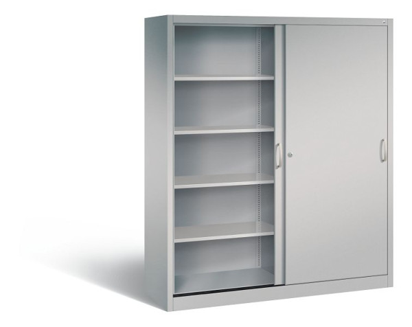 C+P schuifdeurkast Acurado, H1950xB1600xD500mm, kleur: wit aluminium, beugelgreep, 5 FH, 2150-00 S10125
