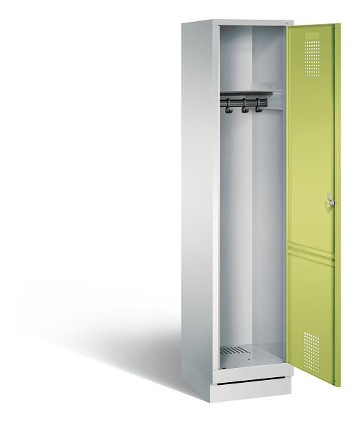 C + P Evolo garderobe, H1800xB420xD500mm, kleur: lichtgrijs / virid groen, 48020-12 S10418