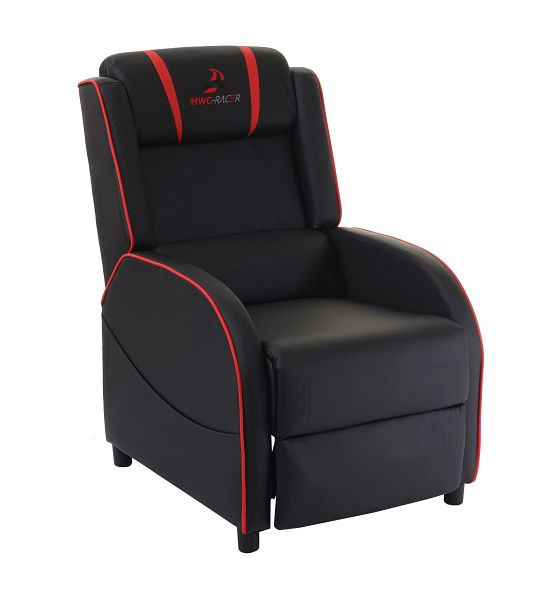Mendler HWC-D68 TV-stoel, HWC-Racer relaxstoel, TV-stoel, gamestoel, kunstleer, zwart/rood, 64111