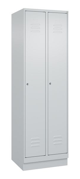 C+P luierkluis Classic PLUS met middenwand, bodem, 2 vakken, 1950x600x500mm, 7035/7035, cilindersloten, 080020-20F S10024