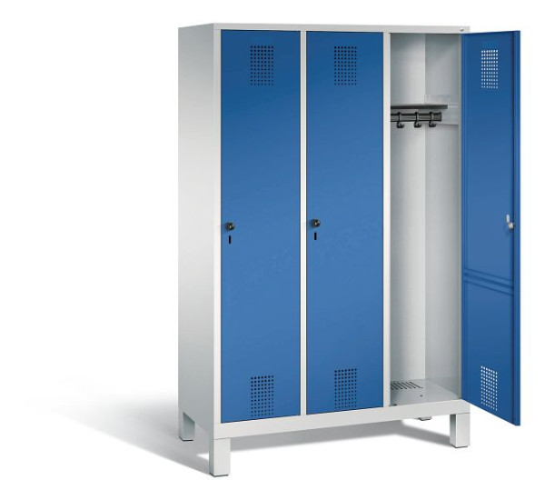 C+P Evolo kleerkast, H1850xB1200xD500mm, kleur: lichtgrijs / gentiaanblauw, 48010-32 S10004