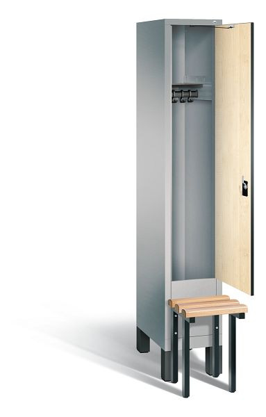 C + P Evolo garderobe, H1850xB320xD815mm, kleur: wit aluminium / Donau esdoorn decor, 48030-10 S10089