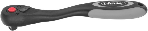 VIGOR omschakelbare ratel met fijne tanden, massief vierkant 10 mm (3/8 inch), 198 mm, V6038