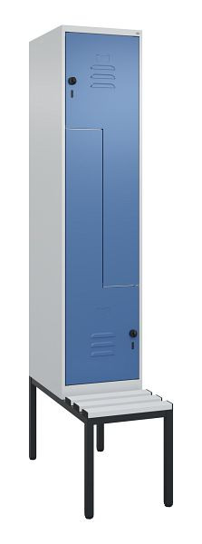C+P Z-Spind Classic PLUS, met onderbank, 2 vakken, 2120x400x815mm, 7035/5023, draaigrendel, 0800537-122 S10035