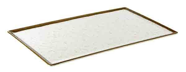 APS GN 1/1 dienblad -STONE ART-, 53 x 32,5 cm, hoogte: 1,5 cm, melamine, binnenkant: decor, wit, rand: bruin, 84519