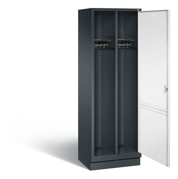 C+P zwart wit locker Evolo, H1800xB610xD500mm, kleur: zwart grijs / verkeerswit, 48220-20 S10059