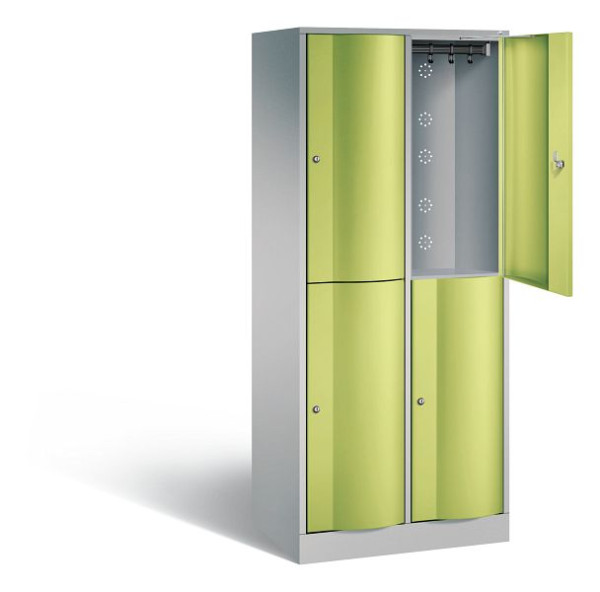 C+P locker dubbellaags Resisto, H1950xW772xD540mm, kleur: wit aluminium / virid green, 8270-272 S10029