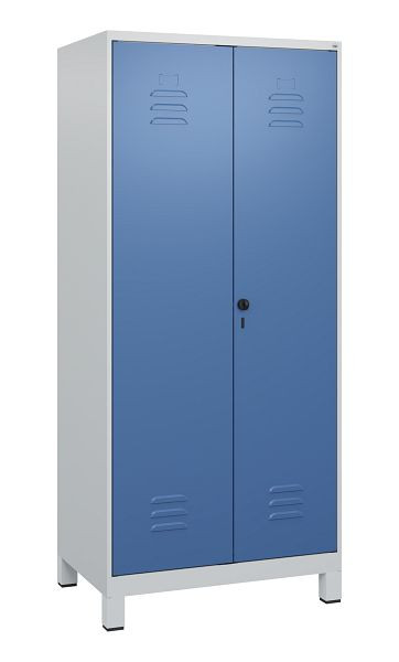 C+P Umkleidespind Classic PLUS SW, Füße, 2 Abteile, 1800x800x500mm, 7035/5023, Drehriegel, 0800127-22 S10005