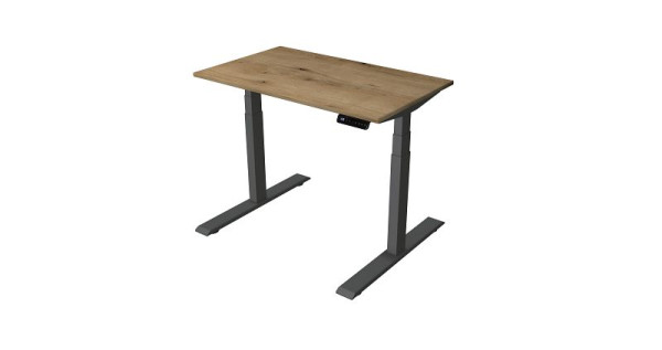 Kerkmann compacttafel B 1000 x D 600 mm, elektrisch in hoogte verstelbaar van 630-1270 mm, eiken/antraciet, 10179155