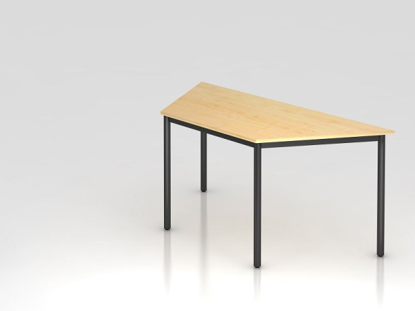 Hammerbacher trapezetafel rond onderstel 160x69cm esdoorn/zwart, trapeziumvorm, VDRTR/3/D