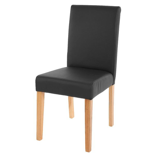 Mendler eetkamerstoel Littau, keukenstoel, kunstleer, mat zwart, lichte poten, 74381