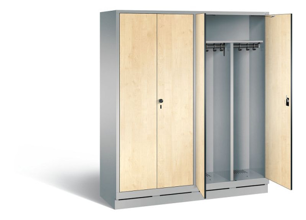C+P zwart wit kastje Evolo, H1800xW1590xD500mm, kleur: wit aluminium / Donau esdoorn decor, 48022-42 S10074