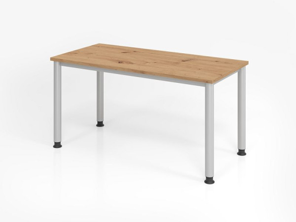 Hammerbacher bureau HS614, 140 x 67 cm, blad: knoestig eiken, 25 mm dik, 2 mm ABS rand, rechthoekige vorm, VHS614/R/S