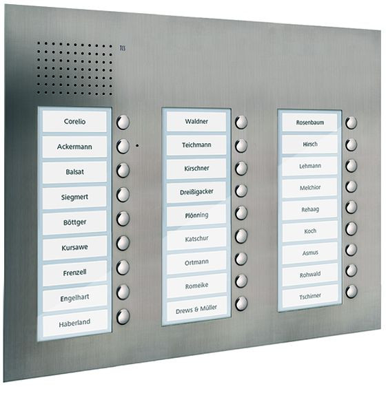 TCS audio buitenstation serie PUK 27 belknoppen (rechts uitgelijnd), 3 kolommen, UP RVS, PUK27/3-ES