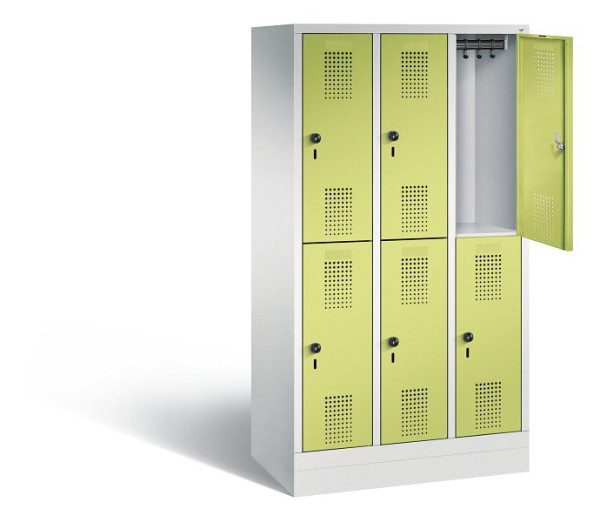 C+P schoollocker dubbeldekker Evolo, H1600xB900xD500mm, kleur: lichtgrijs / virid groen, 483206-30 S10056