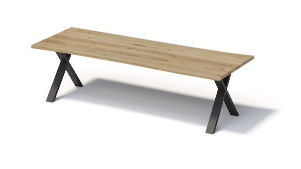Bisley Fortis tafel naturel, 2800 x 1000 mm, natuurlijke boomrand, geolied oppervlak, X-frame, oppervlak: naturel / frame: zwart, FN2810XP333