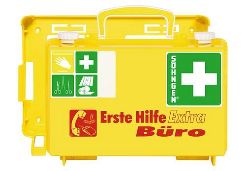 DENIOS Erste-Hilfe-Koffer Extra "Büro", Inhalt nach DIN, Wandhalterung, 164-937