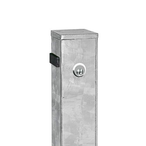 Schake afzetpaal, staal, kantelbaar, thermisch verzinkt, voor inzetting in beton, hoogte boven de grond 1000 mm, 310842