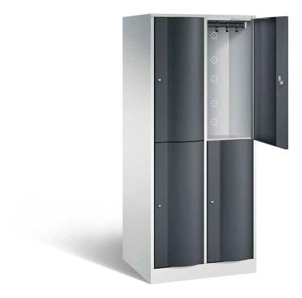 C+P locker dubbellaags XL Resisto, H1950xW772xD640mm, kleur: lichtgrijs / zwartgrijs, 8270-273 S10013