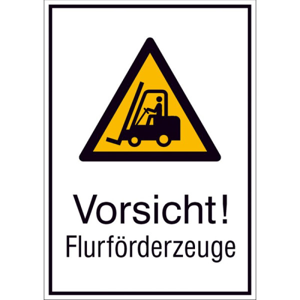 Steen HGS combinatiebord met waarschuwingsbord en extra tekst Let op! Industriële vrachtwagens, 131 x 185 mm / film, zelfklevend, 21.a8050