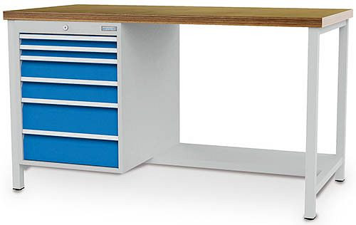 Bedrunka + Hirth box werkbank serie 1500 R18-24, 2x50, 2x100, 2x150 mm, lade volledig uittrekbaar 100%, 1500 x 750 x 859 mm, 03.14.26-LV