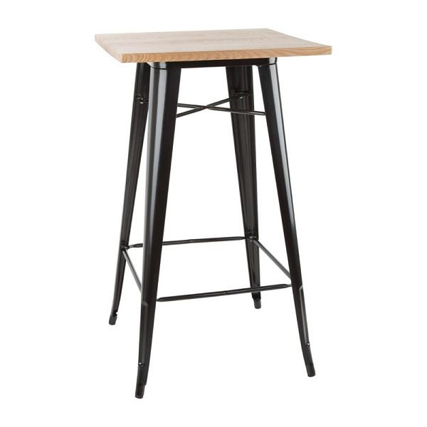 Bolero bistro bartafel met houten blad zwart, FB595