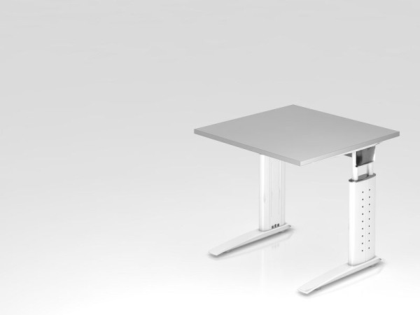 Hammerbacher bureau C-poot 80x80cm grijs/wit, werkhoogte 68-86 cm verstelbaar, VUS08/5/W