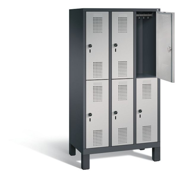 C+P schoolkluis dubbeldekker Evolo, H1650xB900xD500mm, kleur: zwart-grijs/wit aluminium, 483106-30 S10049