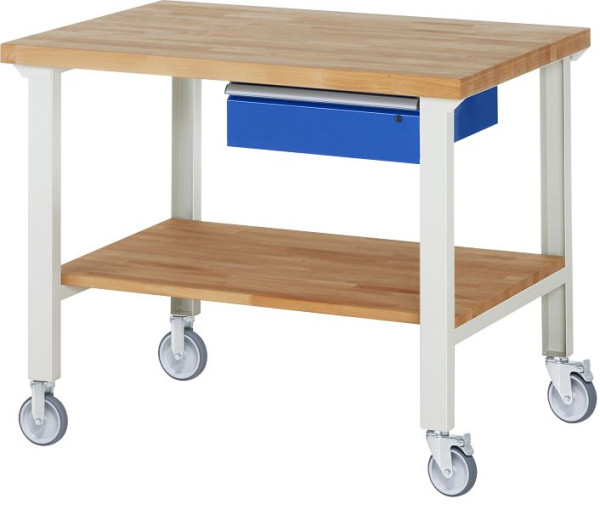 RAU verrijdbare werkbank 7001A7, 1250x900x1000mm, elk 2 bokwielen en zwenkwielen, 05-7001A7-129B4S22.11