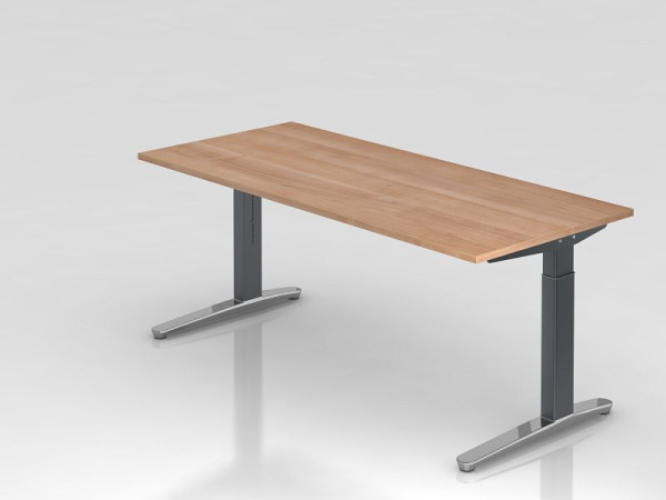 Hammerbacher bureau C-poot 180x80cm walnoot/grafiet (gepolijst), rechthoekige vorm, VXB19/N/GC