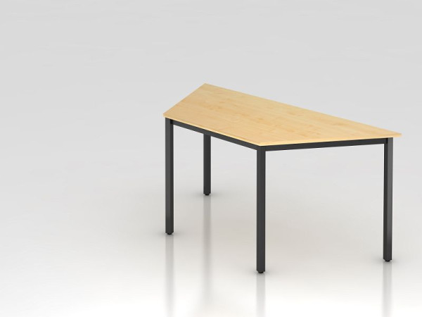 Hammerbacher trapezetafel, 160x69cm esdoorn/zwart, trapeziumvorm, trapeziumvorm, VDQTR/3/D